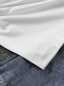 Casual T-Shirt With Sunflower Print - With Bow Design - Casual Round Neck, Short Sleeve,  Spring/Summer T-Shirt - Unisex Loose Cotton T-Shirt With Short Sleeves And Urban Vintage Style Round Neck. - 白色的 - 查看 5