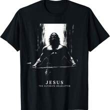 Jesus The Ultimate Deadlifter - Funny Weightlifting Graphic T-Shirt - Black - View 1