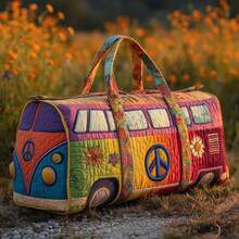 Bolso de Viaje de Algodón Acolchado con Diseño 3D de Autobús, Bolso de Yoga para Mujer con Estampado Moderno - 16 estilos - Ver 13