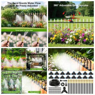 Adjustable Irrigation System Kit, Quick - Connect Drip Irrigation Kits, Automatic Garden Watering System With  Fast - Lock Tubing - Adjustable Nozzles Garden, Plants