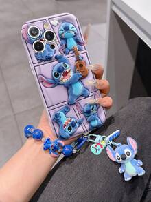 Disney Has Authorized, Phone Case - Chain Set, The Stitch Lilo & Stitch 3D Phone Case Plus A Silicone 3D Stitch Bracelet With Metallic Ring Removable Bracelet, Stitch And Angel Pattern, Compatible With Iphone17/16/15/14/13/12/11/XS/XR/X Plus Pro Max, A Stylish Cartoon Phone Case, The Perfect Gift Choice, Phone Protection, Durable Phone Cover, Great Gift For Friends And Family. - trắng - Xem 2