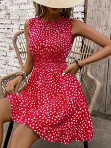Vestido casual - Vestido casual moderno - Vestido casual de vacaciones - Vestido pastoril para mujer - Vestidos de verano para mujer - Ropa de mujer - Vestidos talla grande vendidos - Atuendos de verano para mujer - Rojo 2 - Ver 4