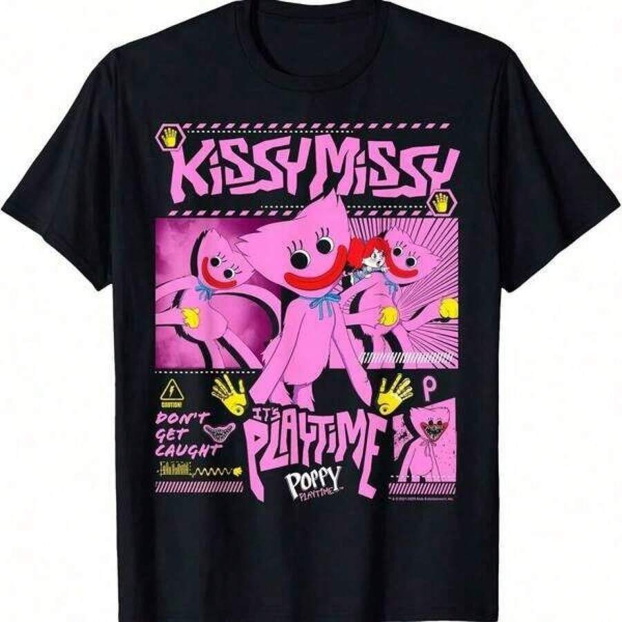 2026 Nueva Camiseta de Moda para Mujer y Hombre, Camiseta Negra, Camisetas para Niños, Ropa para Niñas, Ropa para Adolescentes, Camiseta Poppy Playtime Kissy Missy Don't Get Caught It's Playtime, Camisetas para Mujer, Adecuadas para Usar al Jugar, Camiseta Gráfica para Hombre, Conjuntos de Vacaciones para Mujer, Vacaciones para Niñas, Ropa de Vacaciones para Hombre, Conjunto para Parejas, Ropa para Niñas, Conjuntos para Hombre, Ropa para Mujer, Camiseta de Anime para Hombre, Tallas de S a XXXL, Camisetas Deportivas, Camisetas de Verano, Diseño Unisex, Conjuntos Familiares a Juego, Regalo para el Último Día de Clases, Día Mundial del Medio Ambiente, Día de la Bandera Haitiana, Día del Padre - Negro - Ver 1