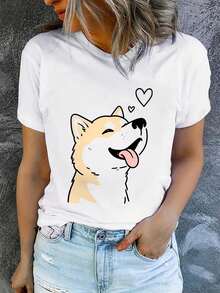 Diseñada para mujeres modernas, elegantes y cómodas, esta camiseta estampada de manga corta para el verano es a la vez moderna e informal, con un ajuste cómodo y lavable a máquina y un estampado plano en 2D. Confeccionada con un tejido suave, transpirable y de primera calidad, está diseñada para ofrecer comodidad durante todo el día y es perfecta para salidas informales. - Blanco_04 - Ver 11