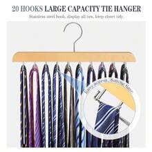 Paquete de Colgador de Corbatas y Cinturones para Clóset Fitnice Mejorado Antideslizante Ahorrador de Espacio con 0 Ganchos Plegables Organizador de para Corbatas y Cinturones para Camisetas - madera - Ver 4