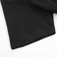 Oversized Boxy Cut Short Sleeve Jersey T Shirt Casual Crop Fit Streetwear Modern Minimalist All Season Essential Top-Vintage Cotton T-Shirt-K88 Unisex - 黑色 - 查看 4