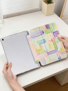 1 件装水彩几何图案彩绘平板电脑保护套，兼容 iPad Mini 4/Mini 5/Mini 6/Mini 7/Air/Air 2/9.7/10.2/10.5/Air 4/Air 5/10.9/Pro 11 英寸/第十代/Air 11 英寸 (M2)-2024/Pro 11 英寸 (M4)-2024/Air 11 英寸 (M3) 2025/(A16) 11 英寸第十一代 2025/Air 8 (M4)2026 (11 英寸)，Galaxy Tab A8 10.5 英寸 2022。不含触控笔，内置触控笔插槽，三折支架，TPU 软边保护，防摔耐磨，磁吸式睡眠/唤醒功能，独特/创意/趣味/个性化/可爱，可折叠平板电脑保护套带触控笔插槽 - 彩色 - 查看 4