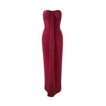 Nueva Llegada Vestido Bandeau Plisado Ajustado Estilo Elegante - Burdeos - Ver 8