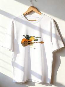 Short-Sleeve T-Shirt With Artistic And Musical Design, Fashionable Short-Sleeve T-Shirt For Spring And Summer 2026, Made In Mexico, 180 Grams. Cartoon Print, Couple Design, Suitable For Indoor Or Outdoor Wear. Crew Neck, Unisex, Ideal For Office And Leisure. One-Piece Pack. - WH-P631577SLNDXZGY470 - 查看 1