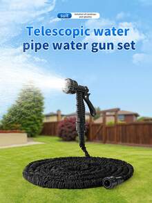 Expandable Garden Hose, Durable Waterproof Hose, Magic Garden Hose With Triple Expansion Function, Comes With Spray Gun And Seven Function Adjustments, Black - Black - View 7