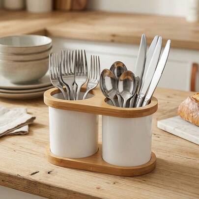 Silverware Holder, Utensil Makeup Brushes Organizer, Kitchen Cutlery Flatware Holder Organizer Box For Spoons, Knives And Forks, Ideal For Kitchen And Restaurant
