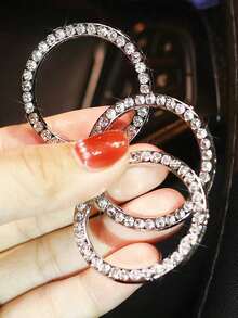 4pcs Car Interior Accessories - Diamond Studded Car Cup Holders, Car Ignition Ring Decor, Anti-Slip Waterproof Car Coasters, One-Touch Start Decorative Ring (Large Diamond Version) - A - View 6