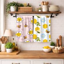 2/4/6pcs Bee Pattern Printed Dish Towels, Super Absorbent Microfiber Modern Cleaning Cloths, Cooking And Baking Tea Towels, Dishcloths, Highly Soft And Absorbent, Kitchen Decor, Gifts For Neighbors, Mothers, Birthdays, Housewarming For Friends, Kitchen Essentials, Daily Necessities - Multicolor - View 1