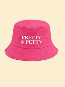 1 chiếc mũ xô unisex in chữ "PRETTY&PRETTY", mũ chống nắng, mũ lưỡi trai chống tia UV, phù hợp mặc hàng ngày, du lịch ngoài trời, đi bộ đường dài, nghỉ dưỡng bãi biển, hồ bơi, thể thao - Nhiều màu - Xem 8