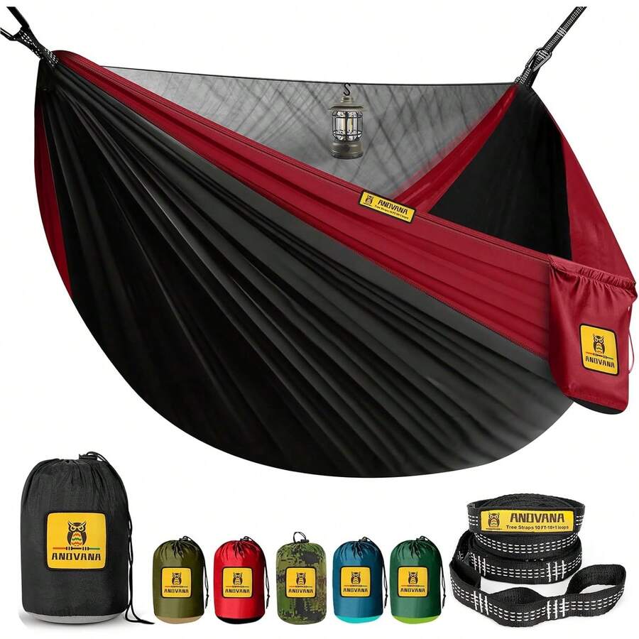 Camping Hammock With Mosquito Net - 黑紅 - 查看 1