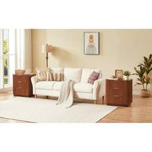 3 Drawers Nightstand Set Of 2 23.6'' Wide Modern Chest Of Drawers Curved Wave Design Nightstand Wood Drawer Organizer For Bedroom Living Room Hallway Walnut 23.6''W X 15''D X 25.2''H. - 3抽屜+胡桃木+2件裝1 - 查看 9