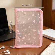 Álbum de fotos con anillas de 6 en formato A5 de malla rosa con patrón de corazones lindos, con cremallera, para tarjetas fotográficas transparentes y diario - A5 - Ver 11