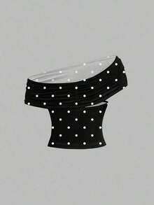Camiseta de tirantes casual y minimalista con estampado de lunares negros para mujer - Multicolor 6 - Ver 6
