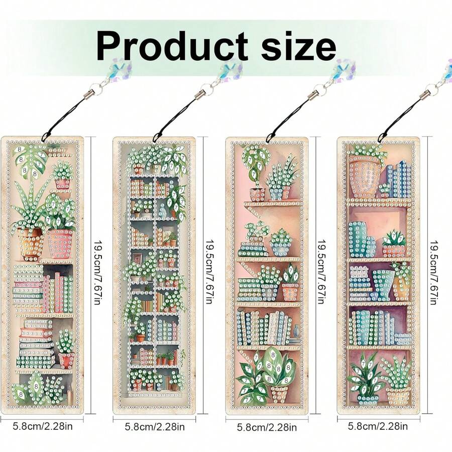 4pcs DIY Diamond Painting Bookmark Set - Book Design, Multicolor Mosaic Decor - Sets - View 1