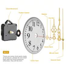 1 Set Kit de Movimiento de Reloj de Cuarzo, Longitud del Eje de 16mm, Incluye 1 Par de Manecillas Doradas, Para Reparación, Reemplazo y Bricolaje de Relojes de Pared/Escritorio, Adecuado para Decoración del Hogar y la Oficina, Regalo Pensado para Entusiastas de los Relojes - Dorado - Ver 6