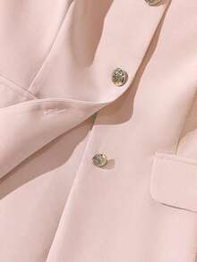 Camisa sin mangas de unicolor y estilo minimalista con botones para mujer - Rosa - Ver 3