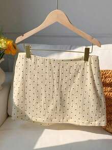 Falda corta de verano informal para mujer con cintura baja de unicolor - Blanco y Negro - Ver 2