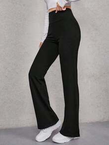 Pantalones acampanados de cintura ancha - Negro 3 - Ver 3