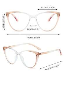 1 Pair Women's Gradient Cat Eye Frame Minimalist Gradient Color Non-Prescription Glasses - Gradual Tea - View 5
