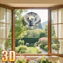 1pc 3D "Beauty Of Art Fusion Of Owl And Floral" 10in*10in With Rotating Hook, 360° DIY Creative Rotating Wind Chime Decor, No Battery Powered, Random Style (Pendant Not Included) - Multicolor - View 7