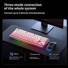 AULA Teclado mecánico personalizado F87 Pro V2, 87 teclas, conexión triple modo con cable/2.4G inalámbrico/Bluetooth 5.0, con pantalla de matriz de puntos programable, frecuencia de sondeo de 8K en modo con cable, latencia baja de aproximadamente 1ms en modo inalámbrico, gaming profesional para esports, iluminación RGB ambiental completa, compatible con sincronización de ritmo musical, interruptor intercambiable en caliente, estructura de montaje con junta - Ver 6