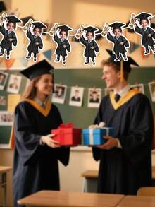 7/14/21pc Custom Photo Graduation Caricature Banner Garland – Personalized Grad Cap & Gown Face Bunting, Custom Graduation Party Decorations, Cute Graduate Photo Banner For Class Of 2026, Graduation Party, Commencement, And Grad Celebration,Graduation Gifts - Multicolor - View 6