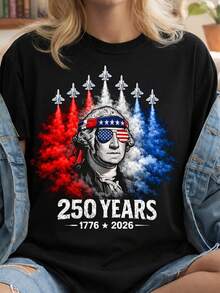 Camiseta del 250 aniversario (1776-2026), camiseta del Día de la Independencia de la Bandera de América, camiseta vintage del 4 de julio, camiseta del 250 aniversario de EE. UU. Camiseta unisex de algodón puro de 220 g, peso ideal para todas las estaciones, apta para hombres y mujeres. Tejido duradero de alta calidad, suave al tacto y de larga duración. Parte superior transpirable. Adecuada para la primavera y el verano de las mujeres, vacaciones, Día de la Madre, Día de la Independencia. - Negro - Ver 1