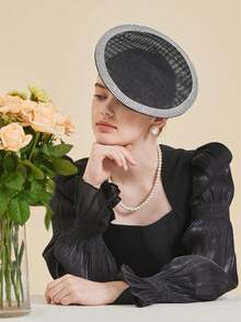 1 buah Topi Fascinator untuk Pesta Koktail dan Teh, Fascinator Hiasan Kepala Bertabur Berlian Imitasi, Fascinator Datar untuk Kentucky Derby dan Pernikahan - MultiWarna - View 5