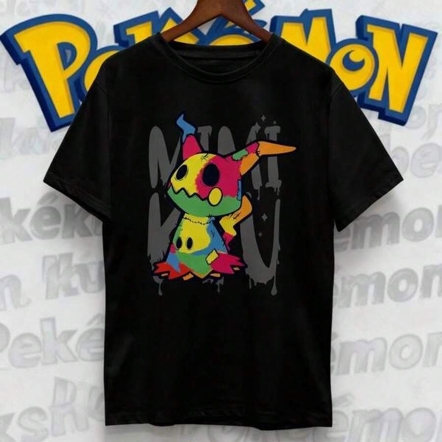 Unisex kortärmad T-shirt, sommar anime Mimikyu Charizard, 100% ren bomull, tryckt T-shirt för män, Harajuku, avslappnad, mångsidig, kortärmad Y2k, , mjuk bomull, vardagskläder, t-shirt bomull, sommar, Y2k-stil, , vatertag, 2000-talsstil, sommartoppar, lättviktigt, andningsbart tyg, utomhusaktiviteter, resor & utflykter, festivalstil, mjuk & lättviktig, sommarsemester, vardagskläder - Svart - Visa 1