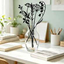 5 pièces Piquets de décoration de pot de fleurs sauvages en métal noir, artisanat en fer forgé créatif pour l'extérieur, style rustique, convient pour la décoration de la maison, les piquets d'art, le balcon ou une utilisation toute l'année - Noir - Voir 5