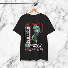 G1UILTY GEAR Camiseta de anime Giovanna UniS1ex FGC Gaming Streetwear Camiseta gráfica Regalos para gamers Camiseta de anime japonesa Camiseta de manga corta de algodón puro de 220 g para hombres y mujeres, tejido grueso, resistente a las arrugas y que no se deforma fácilmente. Estilo sencillo y versátil, ligero y transpirable, perfecto para ir al trabajo, viajar, acampar, ir de compras y el tiempo libre diario. - Negro - Ver 1