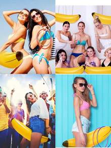 Plátano inflable de PVC, aro de natación con forma de plátano, adecuado para fiestas en la piscina, decoración divertida, fiestas en la piscina, juegos de fiesta, fiestas hawaianas, fiestas de compromiso, noches de juegos, fiestas de verano, despedidas de soltero, plátano inflable grande, plátano inflable gigante, flotador de piscina con forma de plátano - multicolor - View 8