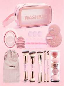 MAANGE Set de 16/24 piezas de herramientas de maquillaje reutilizables para el Día de la Madre, que incluye 5 piezas de brochas de maquillaje de aleación de aluminio, bolsa de terciopelo, esponjas de maquillaje secas y húmedas, bolsa de maquillaje, herramientas de limpieza - Brocha de base, brocha de rubor, brocha de corrector, brocha de contorno, brocha de iluminador, brocha de sombra de ojos, brocha de cejas, brocha de delineador, brocha de detalle, adecuado para maquillaje líquido, en crema y en polvo, para difuminar, mezclar y maquillaje facial, un gran regalo para mamá - Multicolor - Ver 5
