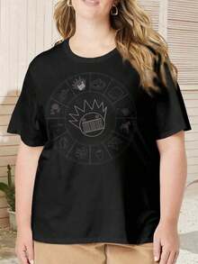 Camiseta de mujer de talla grande Boognish Rising Horoscope Birth Chart For Ween, con diseño gráfico de banda de astrología y música POD Stallion, estilo casual y holgado. - Negro - Ver 7