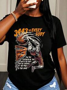 Camiseta 3443 Vs Every Body Basketball Wolf Pack Strength para Mujer, Hombre, Unisex, con Diseño Gráfico Deportivo, Ropa Casual de Moda Urbana, Regalo para Fanáticos del Baloncesto - Negro - Ver 1
