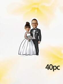 8/20/40pcs Custom Wedding Couple Photo Stickers, Personalized Bride And Groom Stickers With Custom Photo,Custom Bride & Groom Photo Stickers - Multicolor - View 18