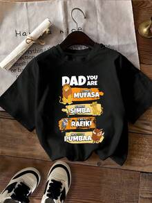 A Figure Celebrating The Strength Of Mufasa, The Courage And Wisdom Of Rafiki, And The Humor Of Pumbaa, Conveying Family Love And Positive Energy. A Comfortable, Casual Women's T-Shirt For Everyday Wear. - 黑色 - 查看 2
