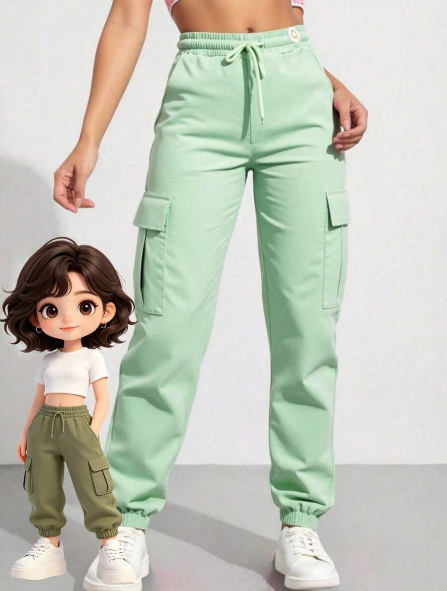 Women Jogger Pants Pantalones Mujer Relax Fit Elastic Cuff Streetwear Trousers - Verde - Ver 1