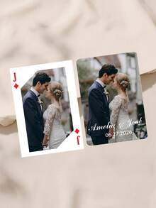 1pc Custom Photo & Text Wedding Playing Cards, Personalized Name Date Couple Deck With Metal Tin Box, Wedding/Engagement/Anniversary Gift, Party Game Night Souvenir Favor Cards - Multicolor - View 13