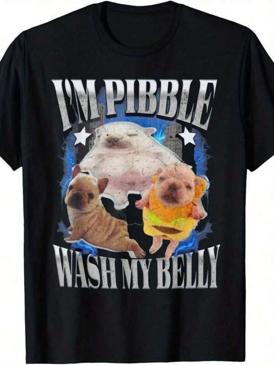 Camiseta de Meme Divertida para Hombres "Soy Pibble, Perro, Lavo Mi Vientre" - con Impresi￳n y Gr£fico de Cachorro Pibble Lindo, Camiseta Casual de Cuello Redondo para Fiestas, Playa, Atuendo Casual - Ropa Humor￭stica para Amantes de Perros, Ajuste para Todas las Estaciones, Atuendo de Fiesta, Atuendo de Playa, Dise￱o Juguet￳nblusas para mujer playeras de mujer vestidos casuales para mujer y2k playeras deportivas para mujer verano camisetas ropa de mujer Fashion Perfect For Daily - Negro - Ver 1
