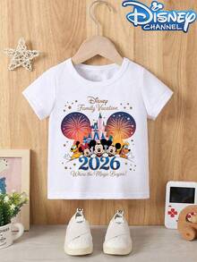 Disney Esta camiseta informal y sencilla de manga corta y cuello redondo lleva estampado el mensaje "Eres mi mejor amigo/a" y está diseñada tanto para bebés niños como niñas, lo que la convierte en una opción ideal para el verano. - Blanco - Ver 2