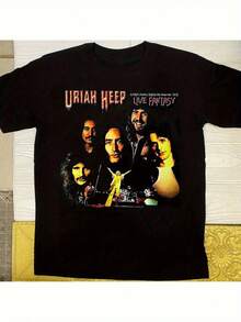 Camiseta Corta Casual y Elegante de la Banda Uriah Heep, Modelo Easy Livin' Live, para Hombre y Mujer, Corte Clásico, Tela Suave y Cómoda de Alta Calidad, Camiseta Esencial de Cuello Redondo, Adecuada para Deportes Casuales, una camiseta de manga corta ideal para el hogar, el uso diario, fiestas y viajes-perfecta como regalo para amigos o familiares. - Negro - Ver 1