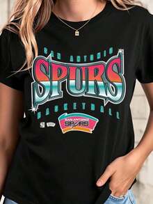 Women's San Antonio Spurs Basketball Jersey, Vintage Logo Design, Black Casual Sportswear, Fan Apparel. - 黑色 - 查看 1