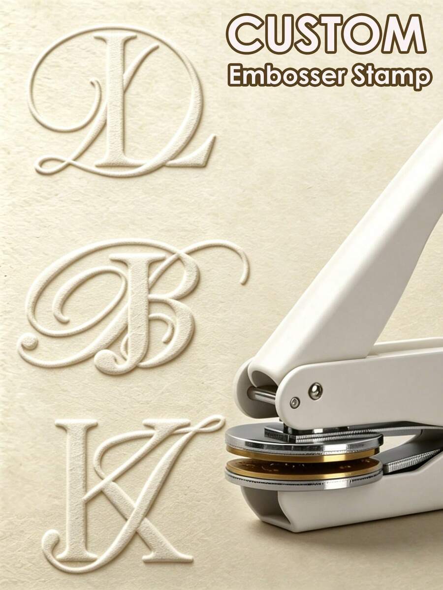 1 PC Personalized Embosser Stamp,Initials Embosser Stamp,Custom Embosser Stamp,Emboss Stamp,Address Stamp, Wedding Stamp,Paper Embossing Stamp,Custom Napkin Embosser Stamp For Wedding Party , Restaurant