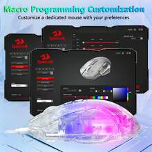 Redragon 有线游戏鼠标,24,000 DPI,7 个可编程按键,2 个侧键,8 种 RGB LED 背光模式,透明外壳,炫彩游戏鼠标,白色软线 - 查看 10